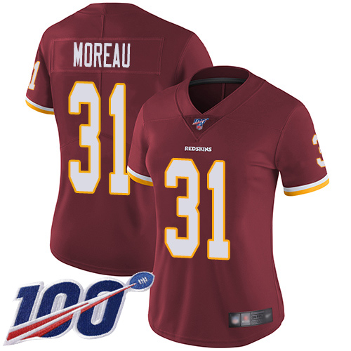 Washington Redskins Limited Burgundy Red Women Fabian Moreau Home Jersey NFL Football #31 100th->youth nfl jersey->Youth Jersey